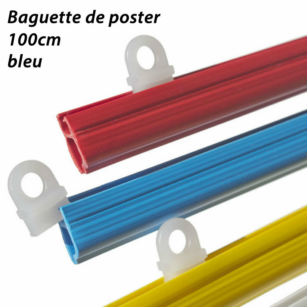 Baguettes pour posters - 100cm - 2 pièces avec œillets - bleu