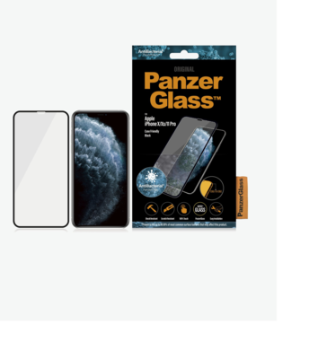 Заштитно стакло за Apple iPhone X/Xs/11 Pro PanzerGlass™ AntiBacterial  Case Friendly - Црна рамка
