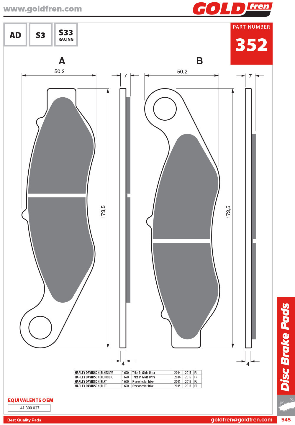 Pastiglie Freno Moto Sinterizzata 352 S3 Pastiglie Freno Moto Sinterizzata 352 S3