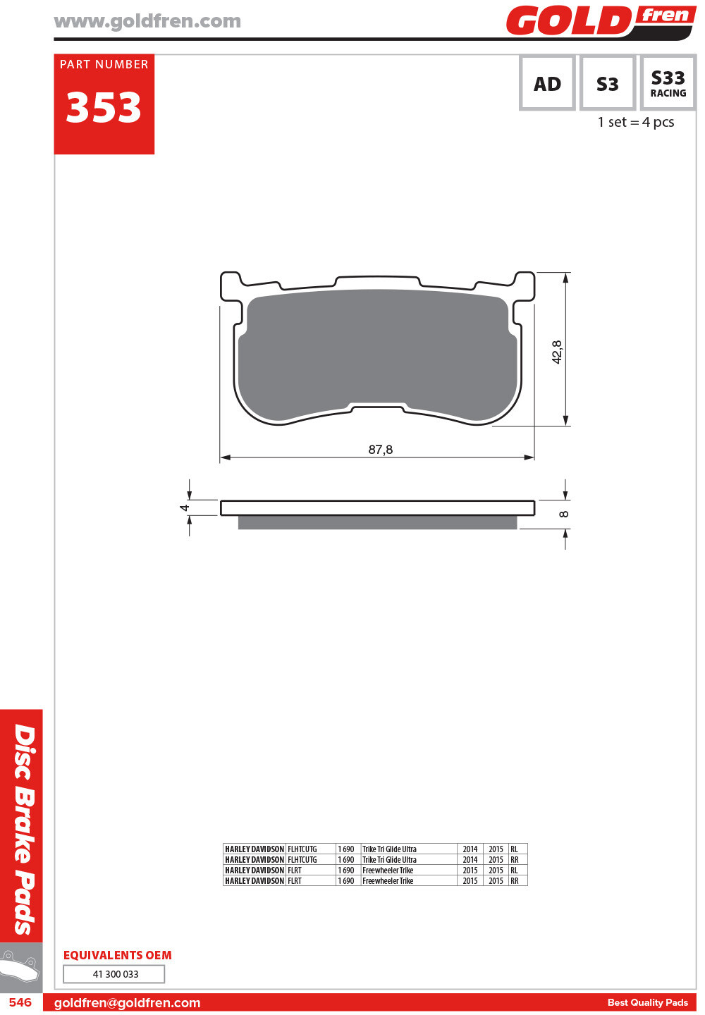 Pastiglie Freno Moto Sinterizzata 353 S3 Pastiglie Freno Moto Sinterizzata 353 S3