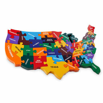 Wooden Jigsaw Puzzle Hand Made Wooden Map of USA