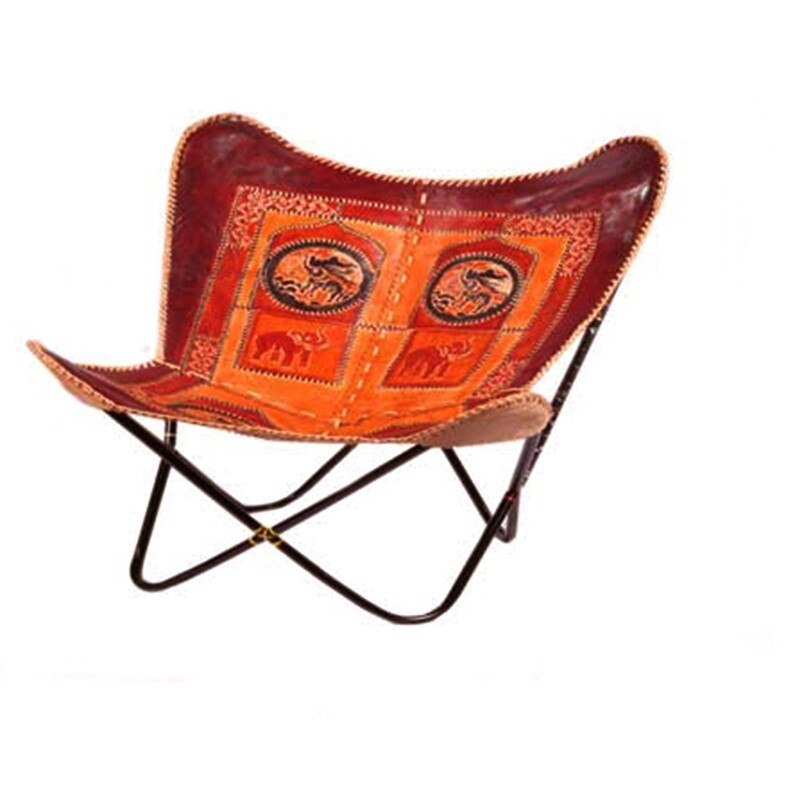 BKF Cowhide Leather Chair Hand Made Butterfly Hardoy Chair