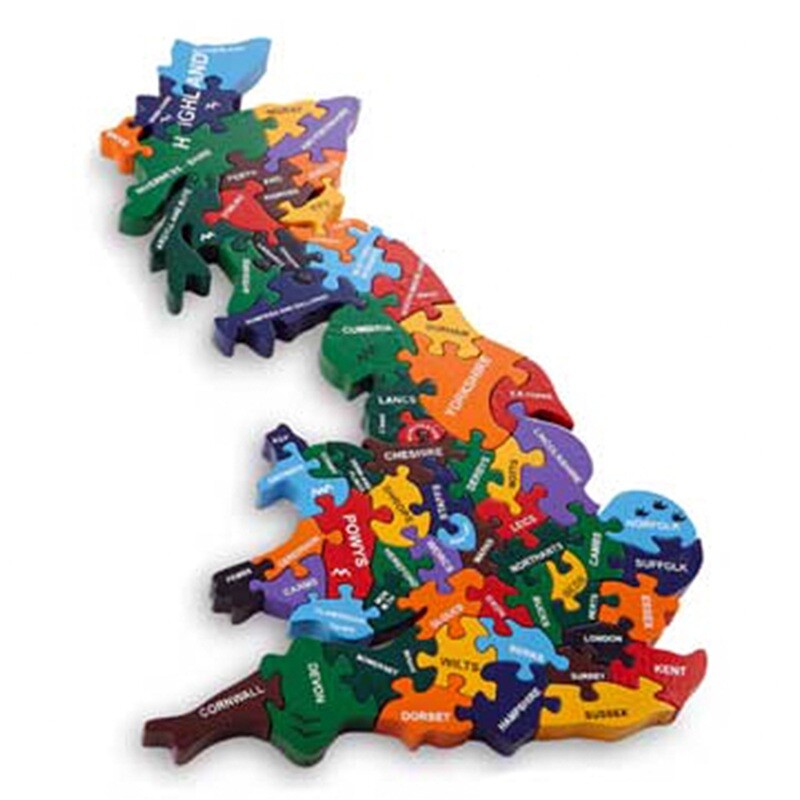 Wooden Jigsaw Puzzle Hand Made Wooden Map of Britain