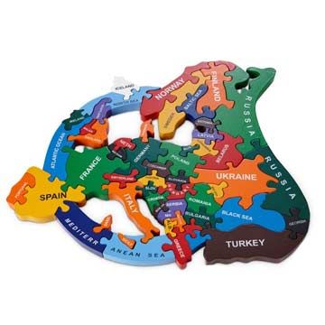 Jigsaw Puzzle Hand Made Wooden Map of Europe