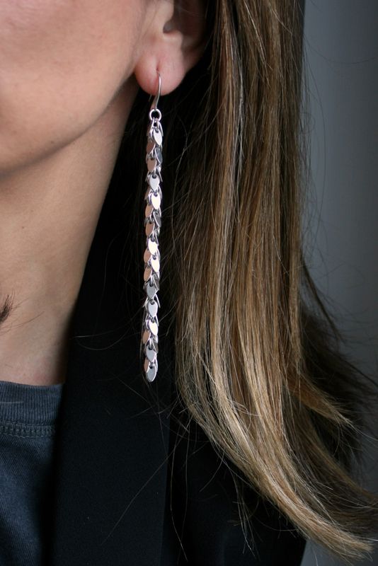 XL RHODIUM MILLEFEUILLE EARRINGS