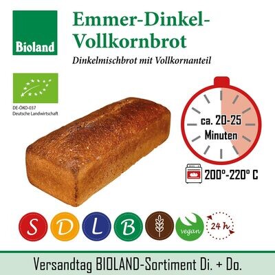 BIOLAND Emmer-Dinkel-Vollkornbrot (500 g)