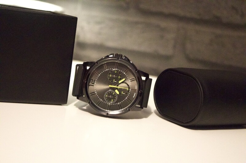Black/Neon Sapphire Rubber strap watch