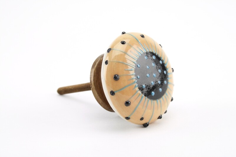 Yellow And Blue Abstract Drawer Pull