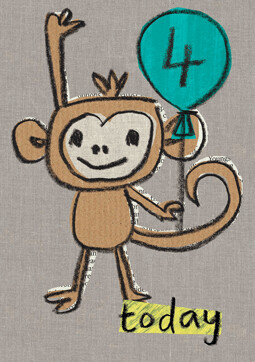 4th Monkey Birthday Card