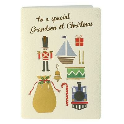 Grandson Christmas Toys Retro Press Card Grandson Christmas Toys Retro Press Card