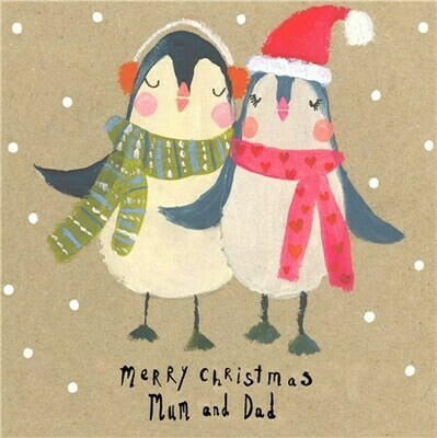 Mum &amp; Dad Penguins Christmas Card
