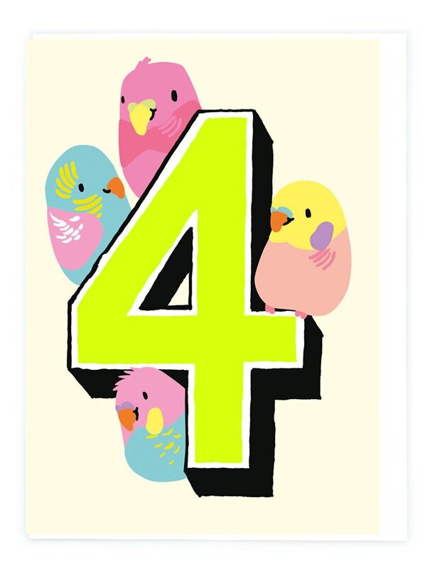 4th Birthday Budgies Card