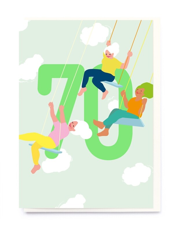 70th Girls Swinging Birthday Card