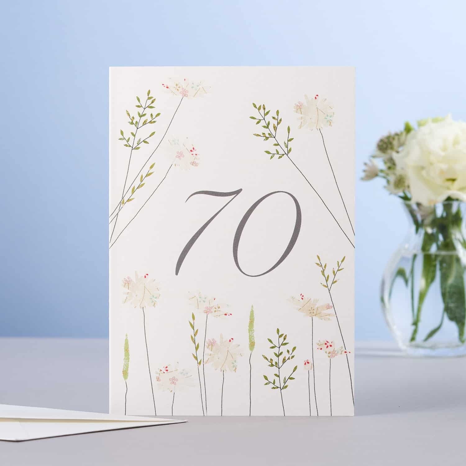 Daisies &amp; Grass 70 Birthday Card