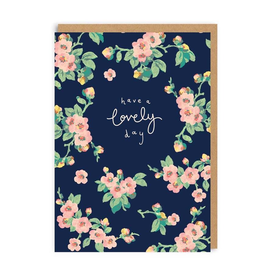 Cath Kidston Have A Lovely Day Navy Floral Birthday Card