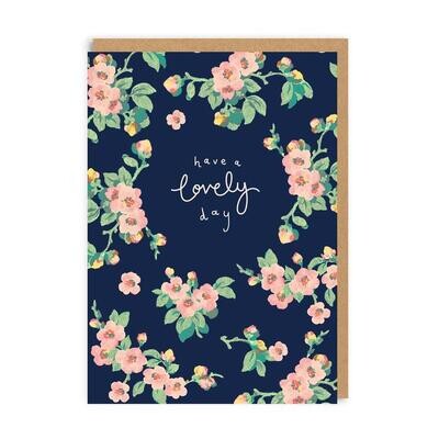 Cath Kidston Have A Lovely Day Navy Floral Birthday Card