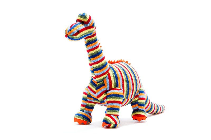 Diplodocus Toy - Stripy Knitted