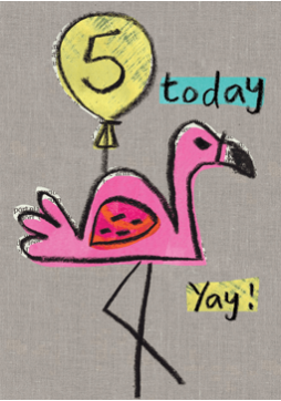 5th Birthday Flamingo Card