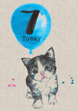 7th Birthday Kitten Card