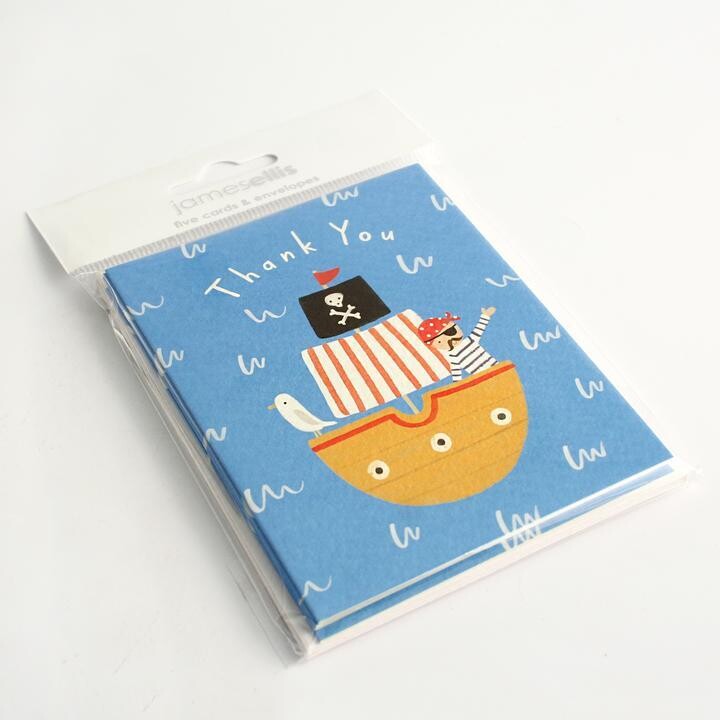 Pirate Ship Thank You Mini Cards Pk 5