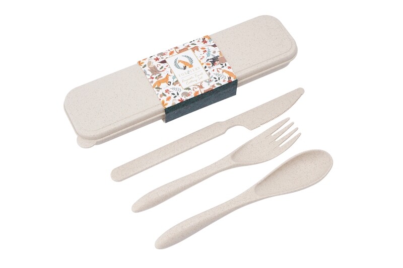 Fox And Fern Wheat Travel Cutlery Set