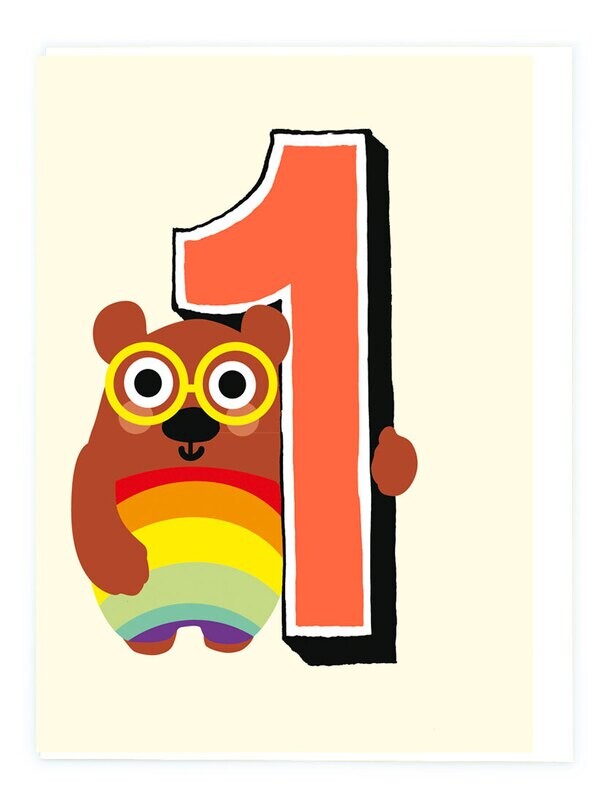 1st Birthday Rainbow Bear Card