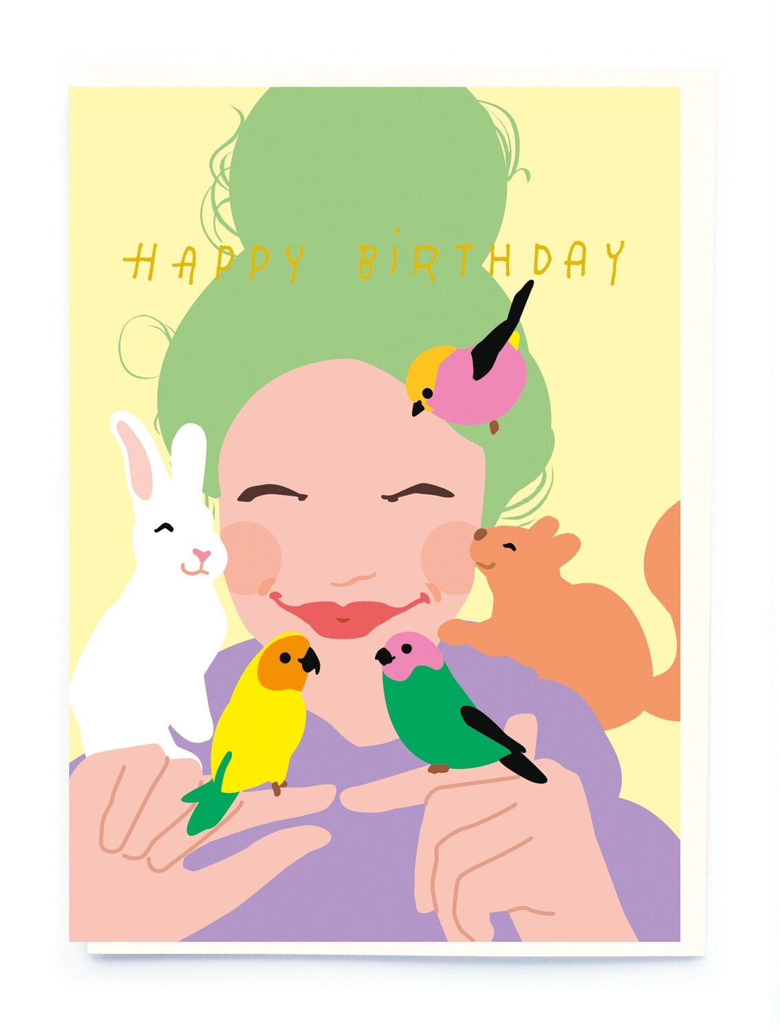 Girl And Pets Birthday Card