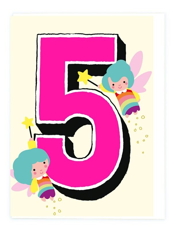 5th Birthday Rainbow Fairies Card