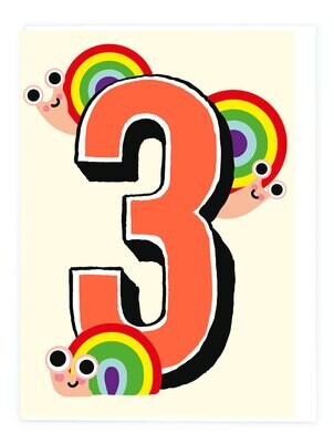 3rd Birthday Rainbow Snails Card