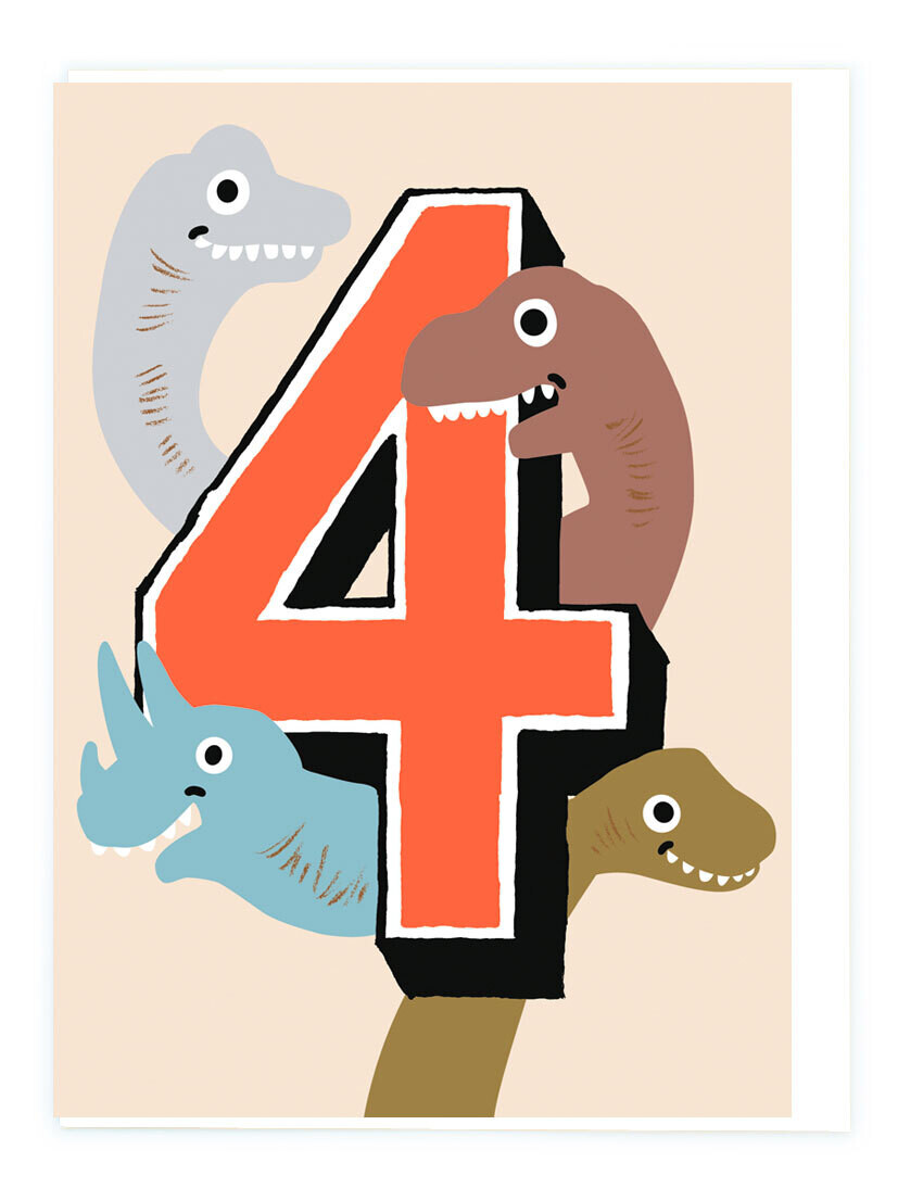 4th Birthday Dinosaurs Card