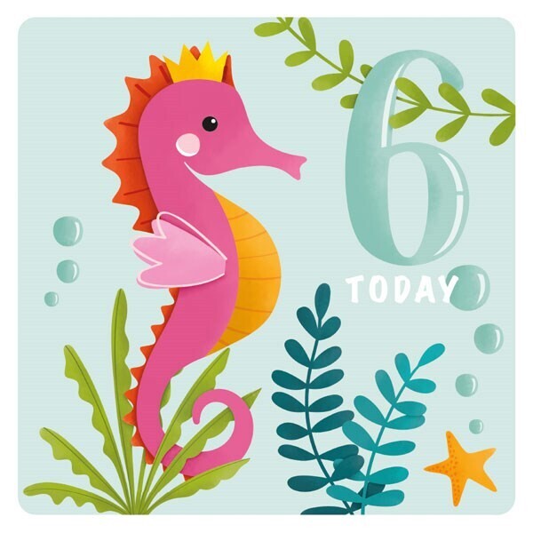6th Birthday Seahorse Card