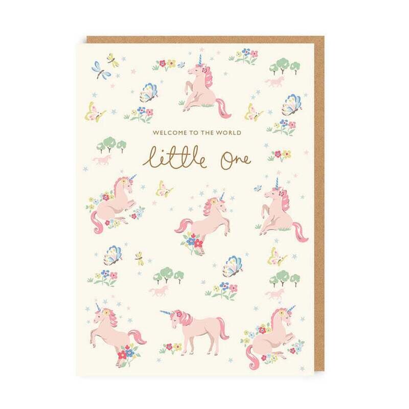 Pink Unicorns New Baby card