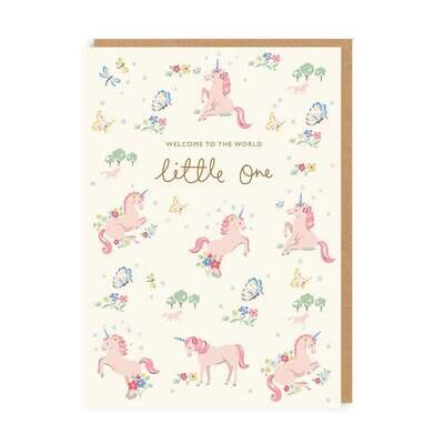 Pink Unicorns New Baby card