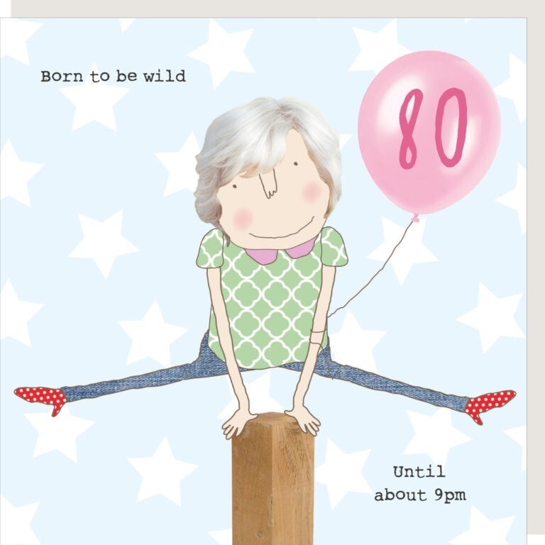 Girl 80 Wild Til 9 Birthday Card