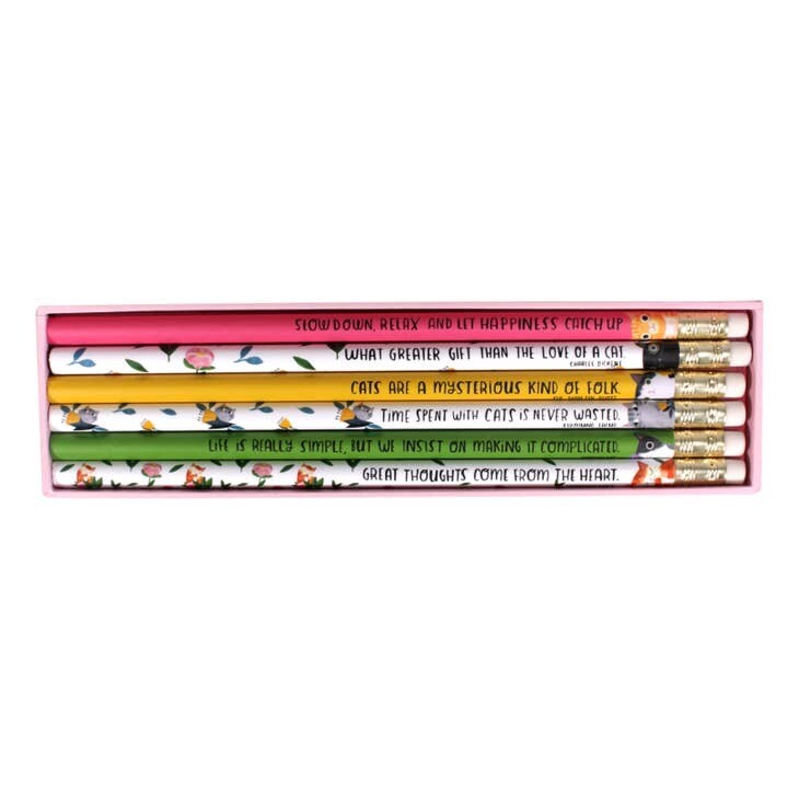 Planet Cat Set Of 6 Pencils