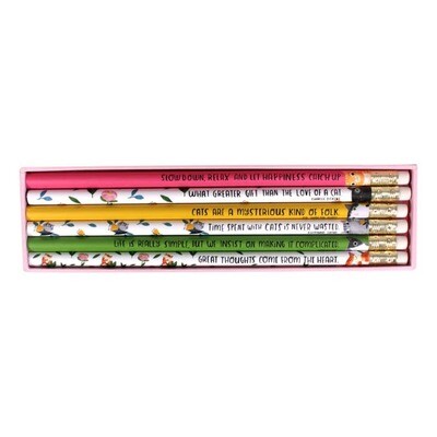 Planet Cat Set Of 6 Pencils