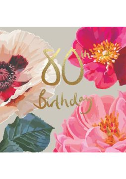 80th Birthday Peonies Card