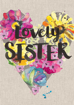Lovely Sister Heart And Flowers Card