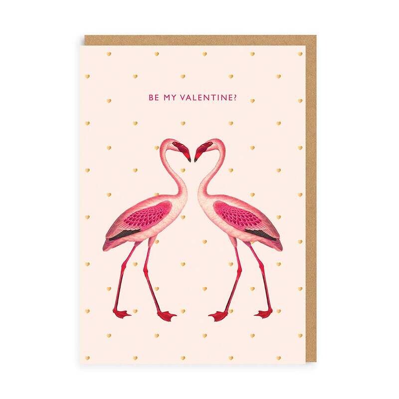 Be My Valentine Flamingoes Card