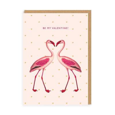 Be My Valentine Flamingoes Card