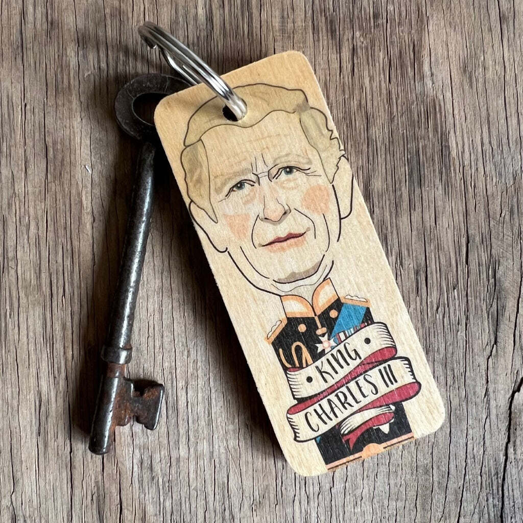 King Charles Wooden Character Keyring