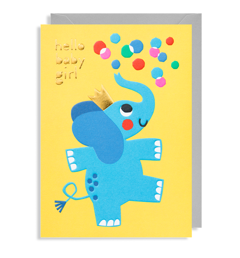 Hello Baby Girl Elephant Card