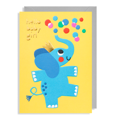 Hello Baby Girl Elephant Card