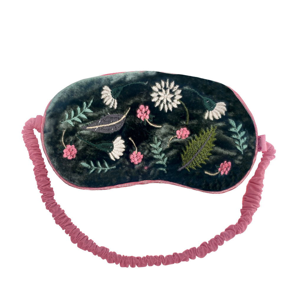 Lua Folk Garden Eye Mask  - Sage Velvet