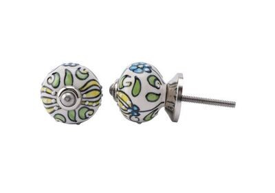 Blue, White And Yellow Flower Drawer Pull