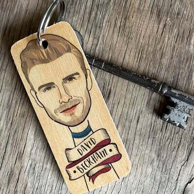 David Beckham Wooden Character Keyring