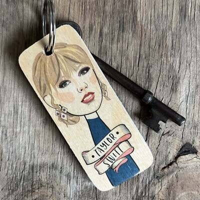 Taylor Swift Wooden Character Keyring