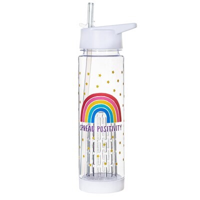 Spread Positivity Rainbow Water Bottle With Straw
