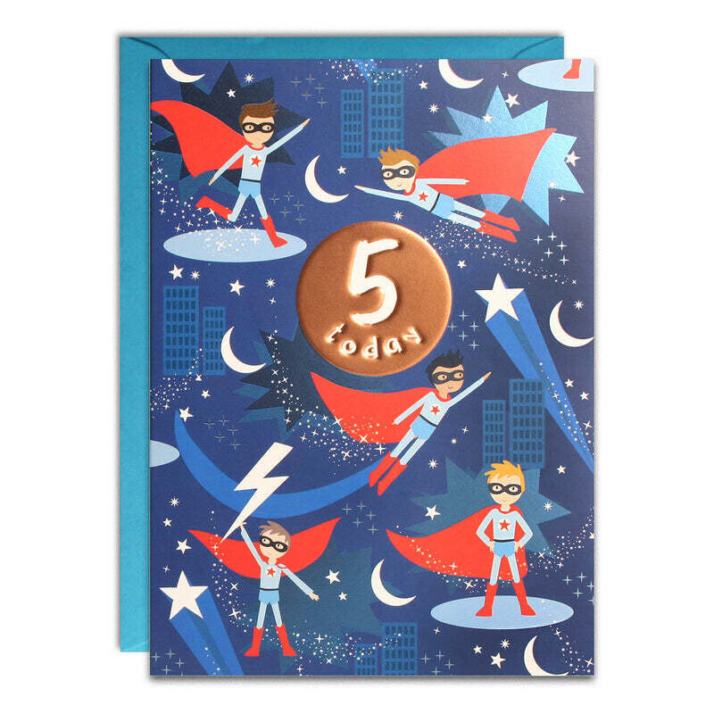 5 Superhero Birthday Card