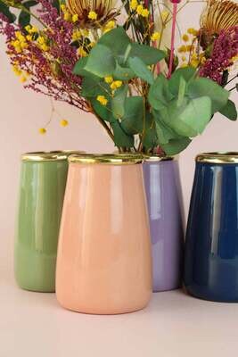 Mini Enamel And Brass Vase - Pink